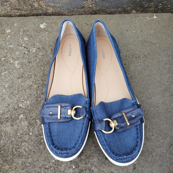 Lands' End ~ Denim Style Loafer Women's Slip On Shoes Blue Sz. 9 - Picture 2 of 4